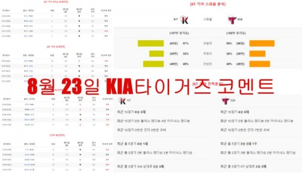 8월 23일 KIA타이거즈 코멘트